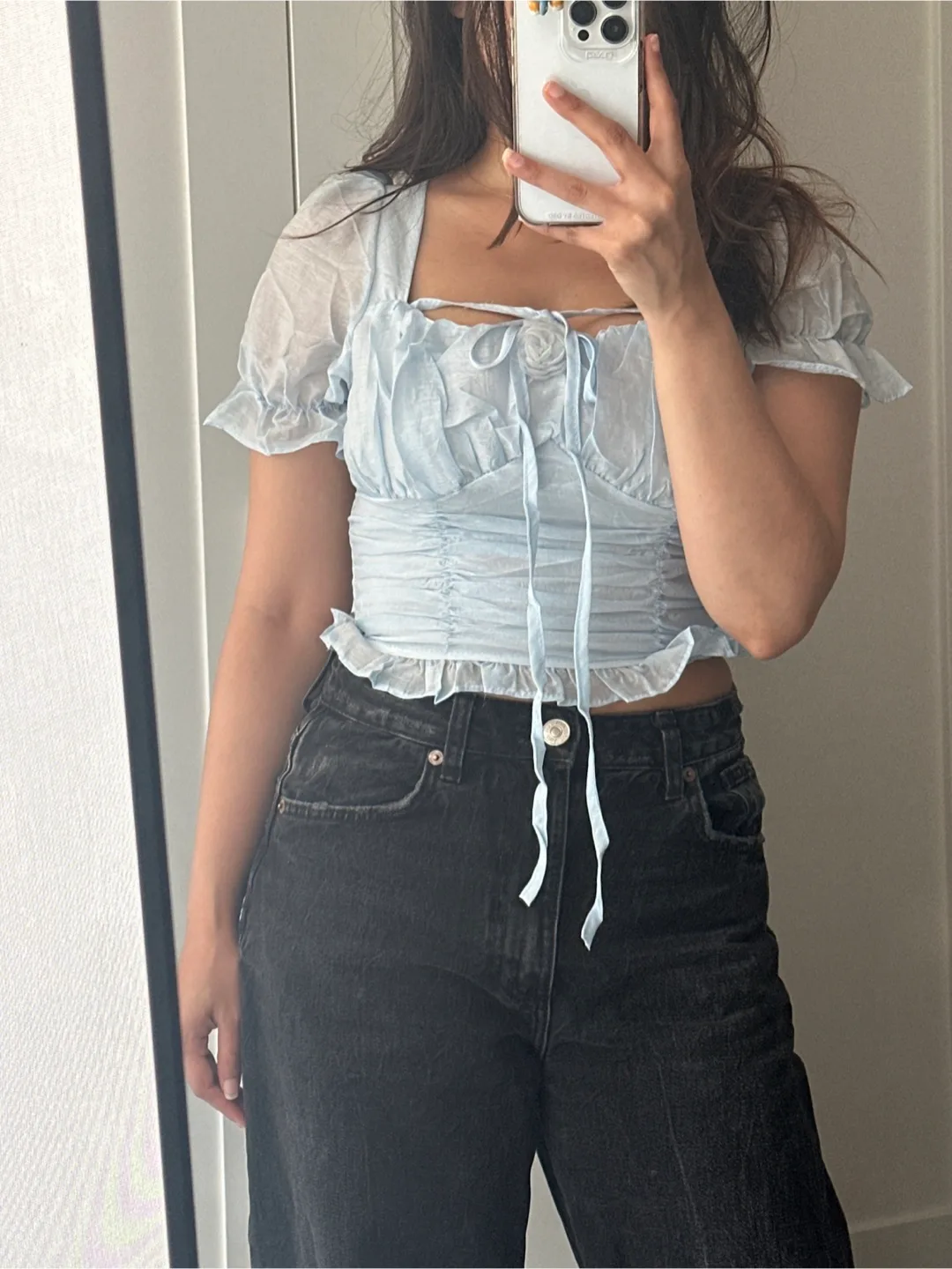 Sheer top with rose pin thumbnail