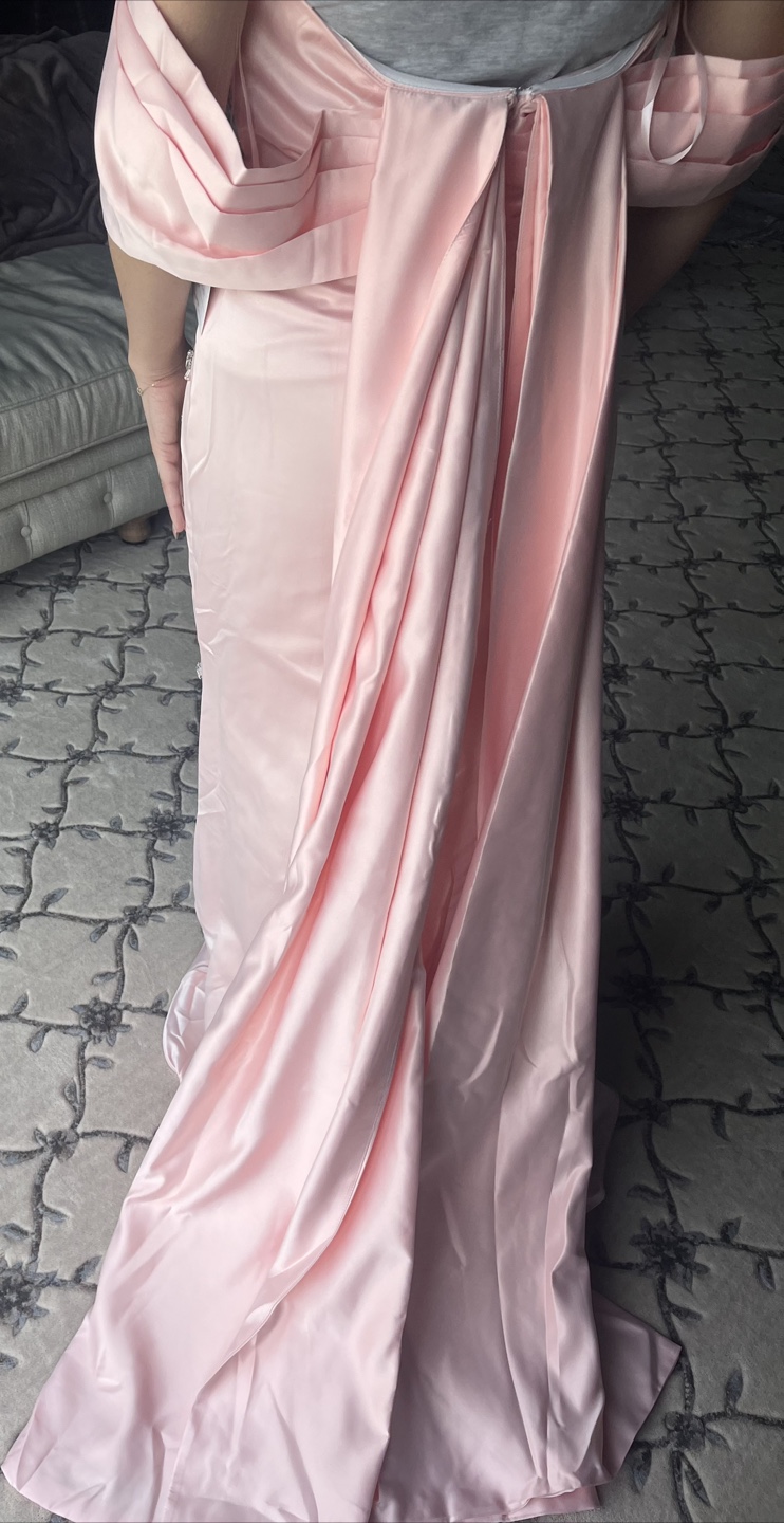 Never worn - Pink Satin Bejeweled Gown, pink formal dress - photo 4