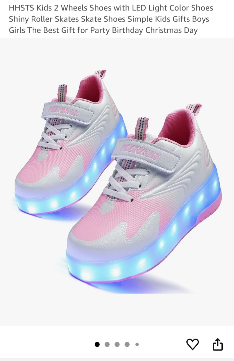 PEERRUIZ Kids Roller Skate Shoes - Size 34