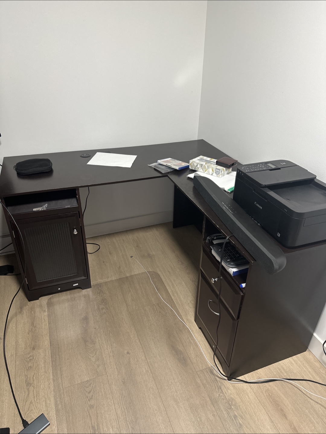 Brown L-shaped Office Desk