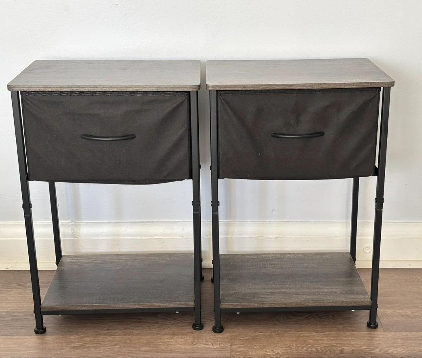 Nightstand Set of 2 - End Tables with Fabric Drawers thumbnail