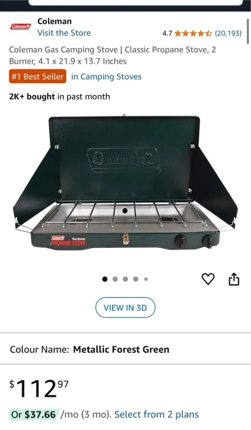 BNIB Coleman Classic Propane 2-Burner Camping Stove thumbnail