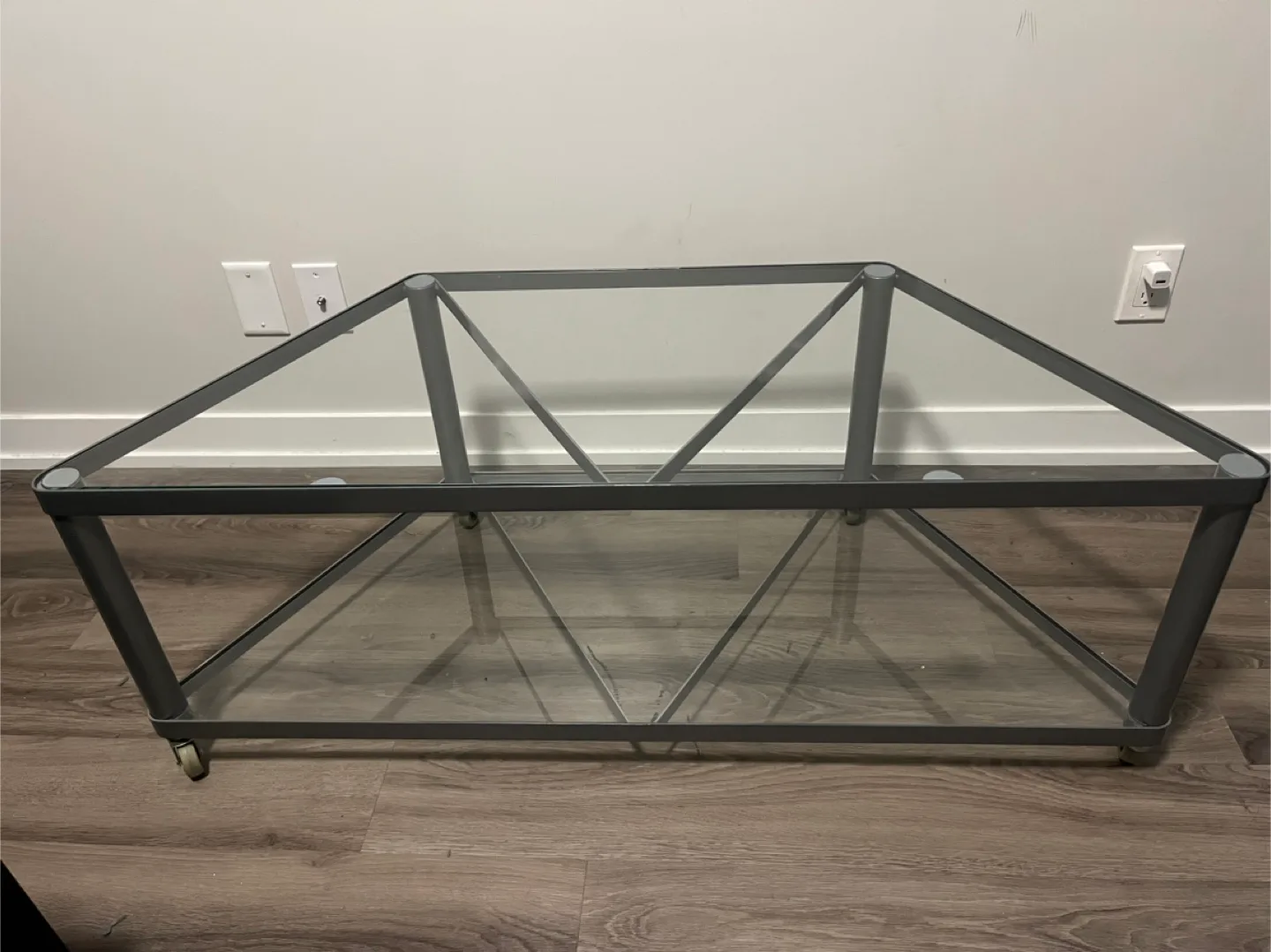 Glass TV Stand with Metal Frame thumbnail