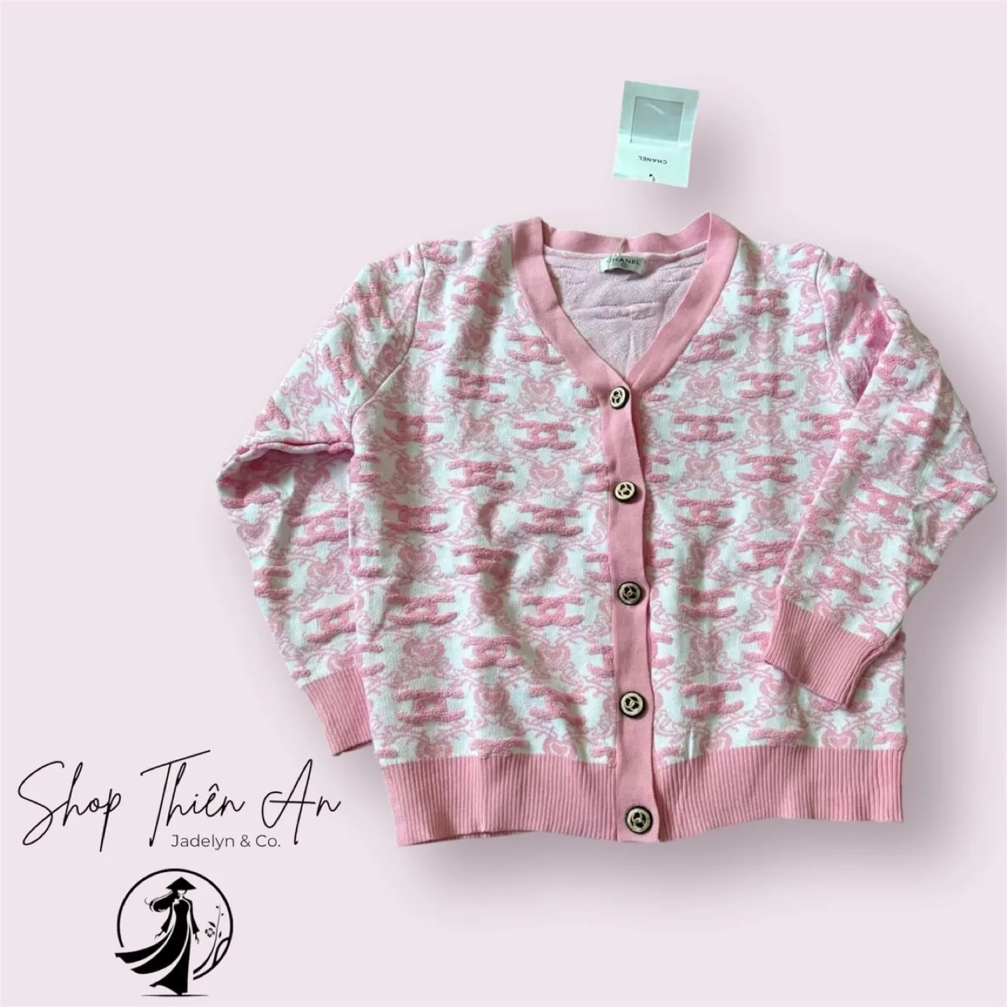 Chanel Pink & White Cardigan thumbnail