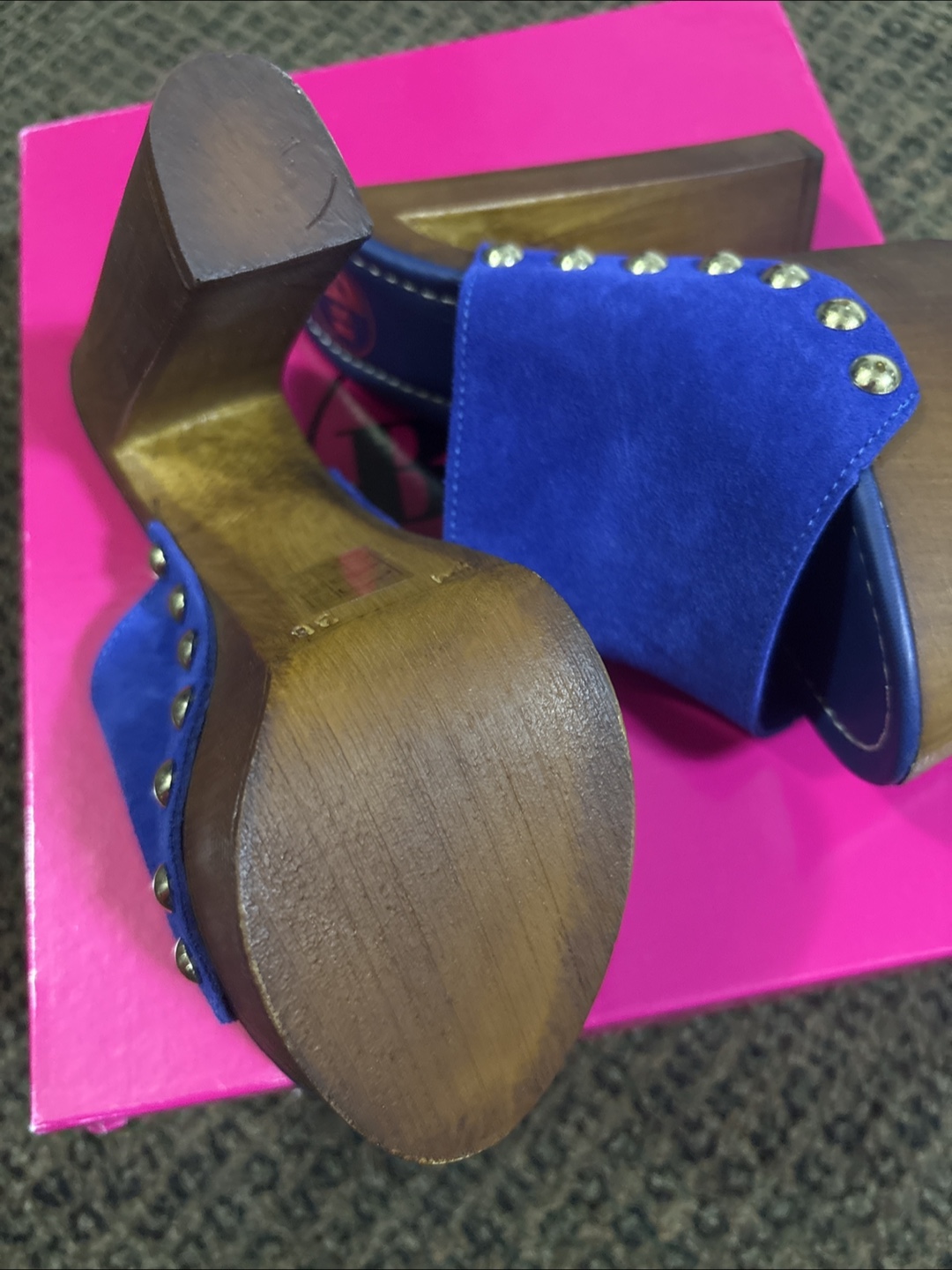 B2 Blue Suede Heeled Mules - Size 6 - photo 3