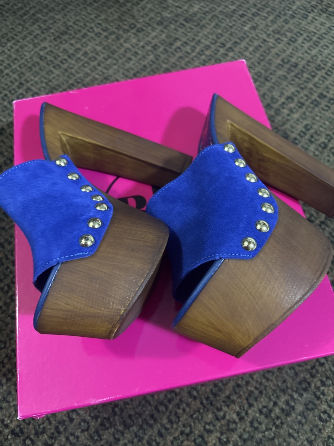 B2 Blue Suede Heeled Mules - Size 6 - photo 2