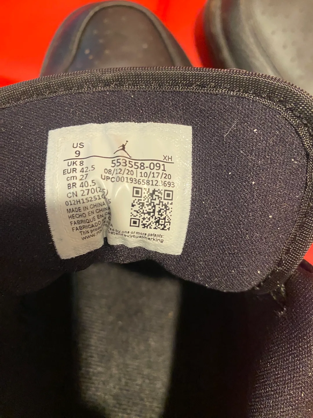 Air Jordan 1 Low Men's Sz US 9 Triple Black 553558-091 Sneakers image indicator(5)