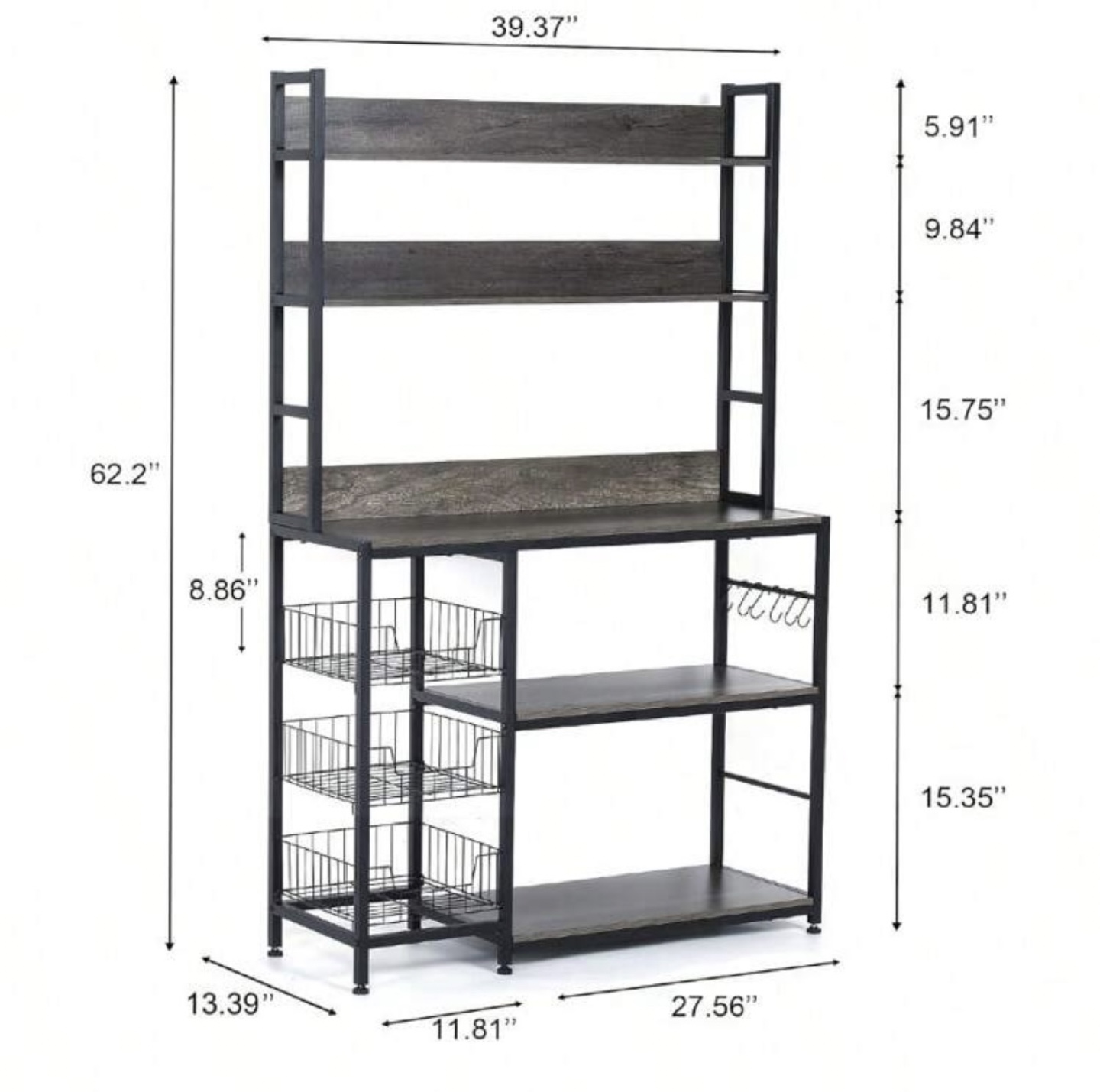 Grey Baker's Rack with Storage - photo 4