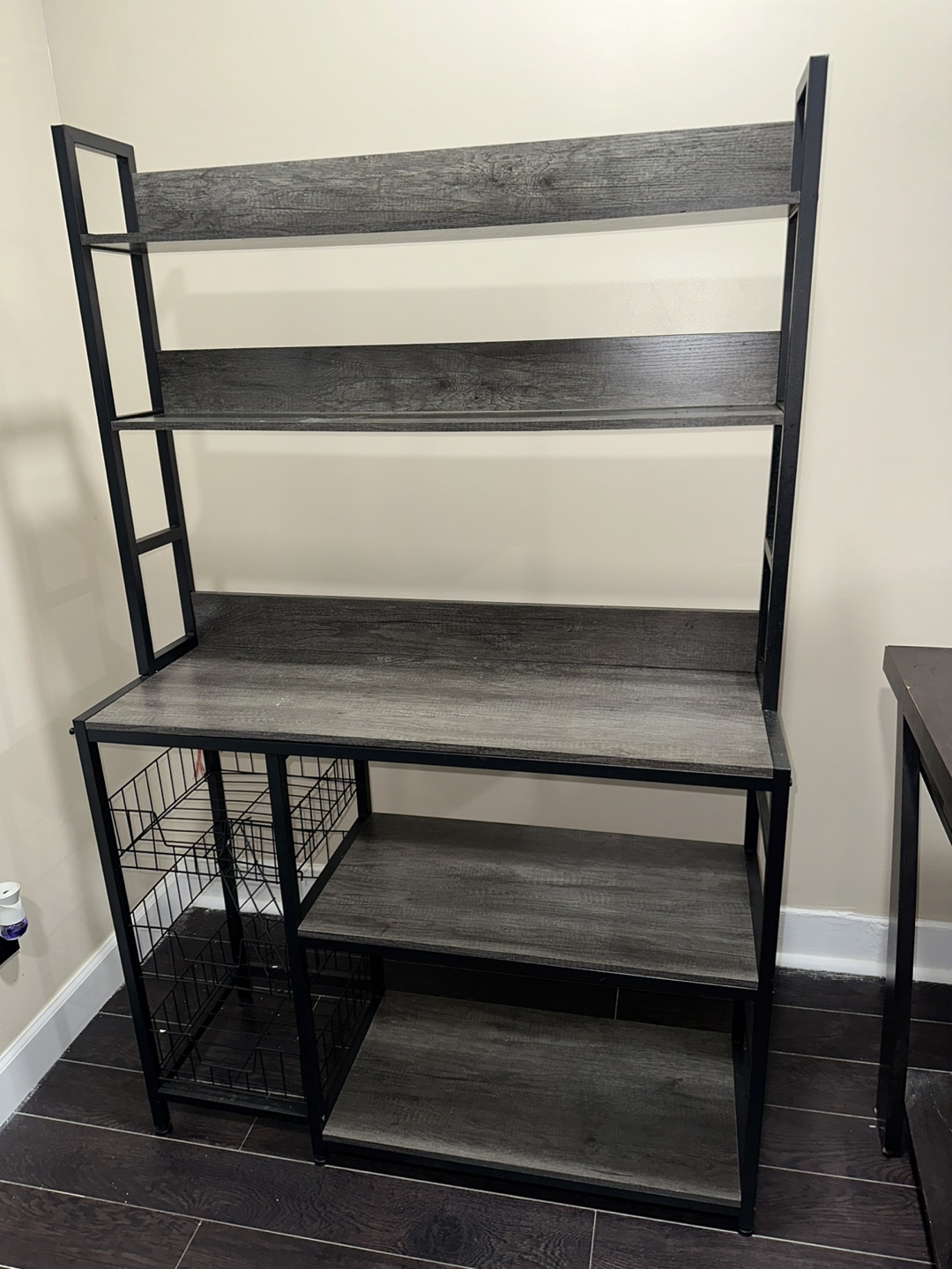 Grey Baker's Rack with Storage