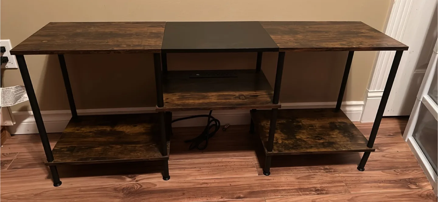 Rustic Brown TV Stand with Power Outlets thumbnail