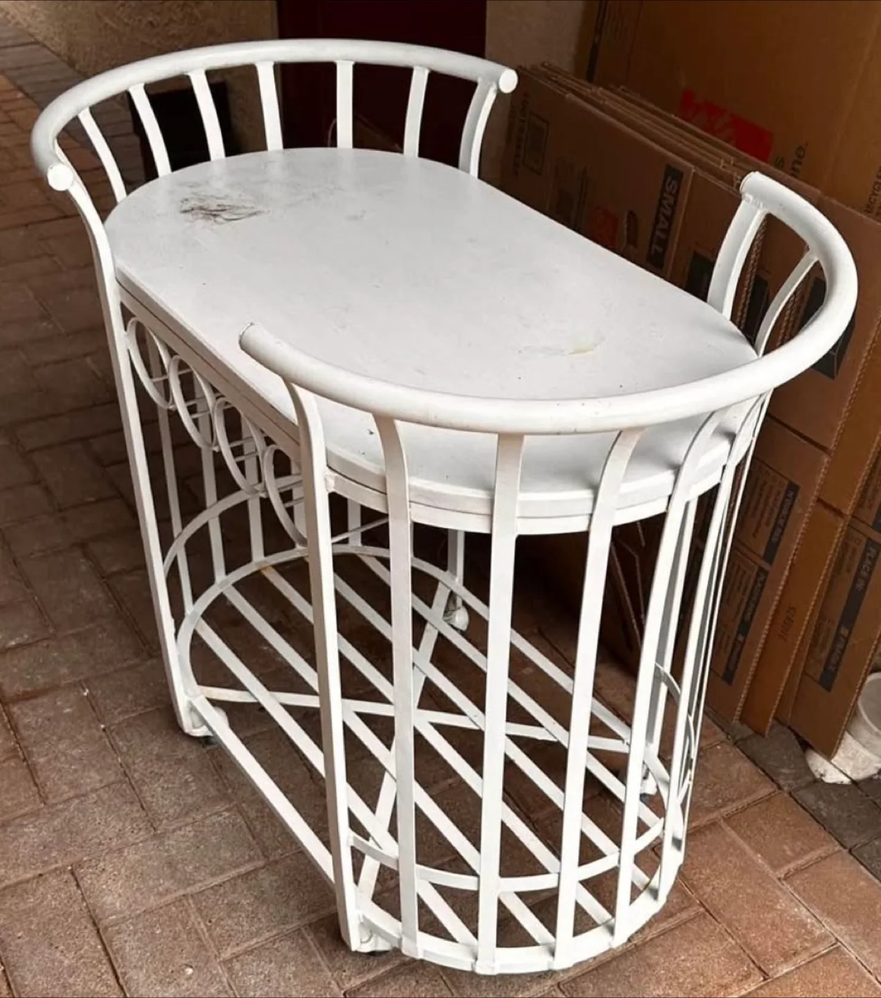 White Metal Bench with Storage thumbnail