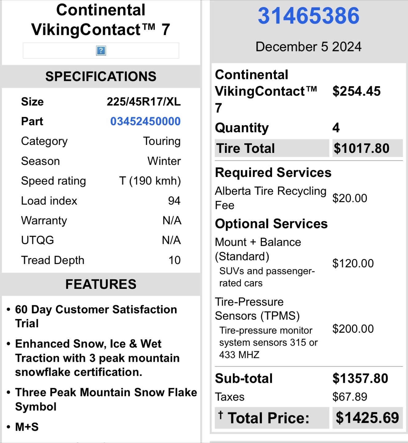 🔥3 Continental VikingContact 7 Winter Tires – Like New! 🔥 - photo 2