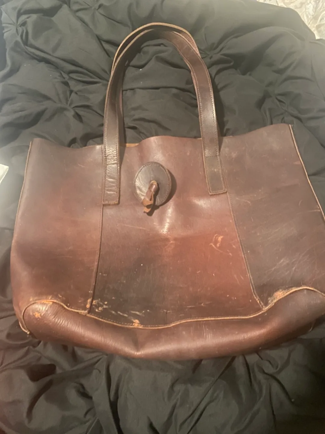 🥕Brown Genuine Leather Tote Bag🥕 thumbnail