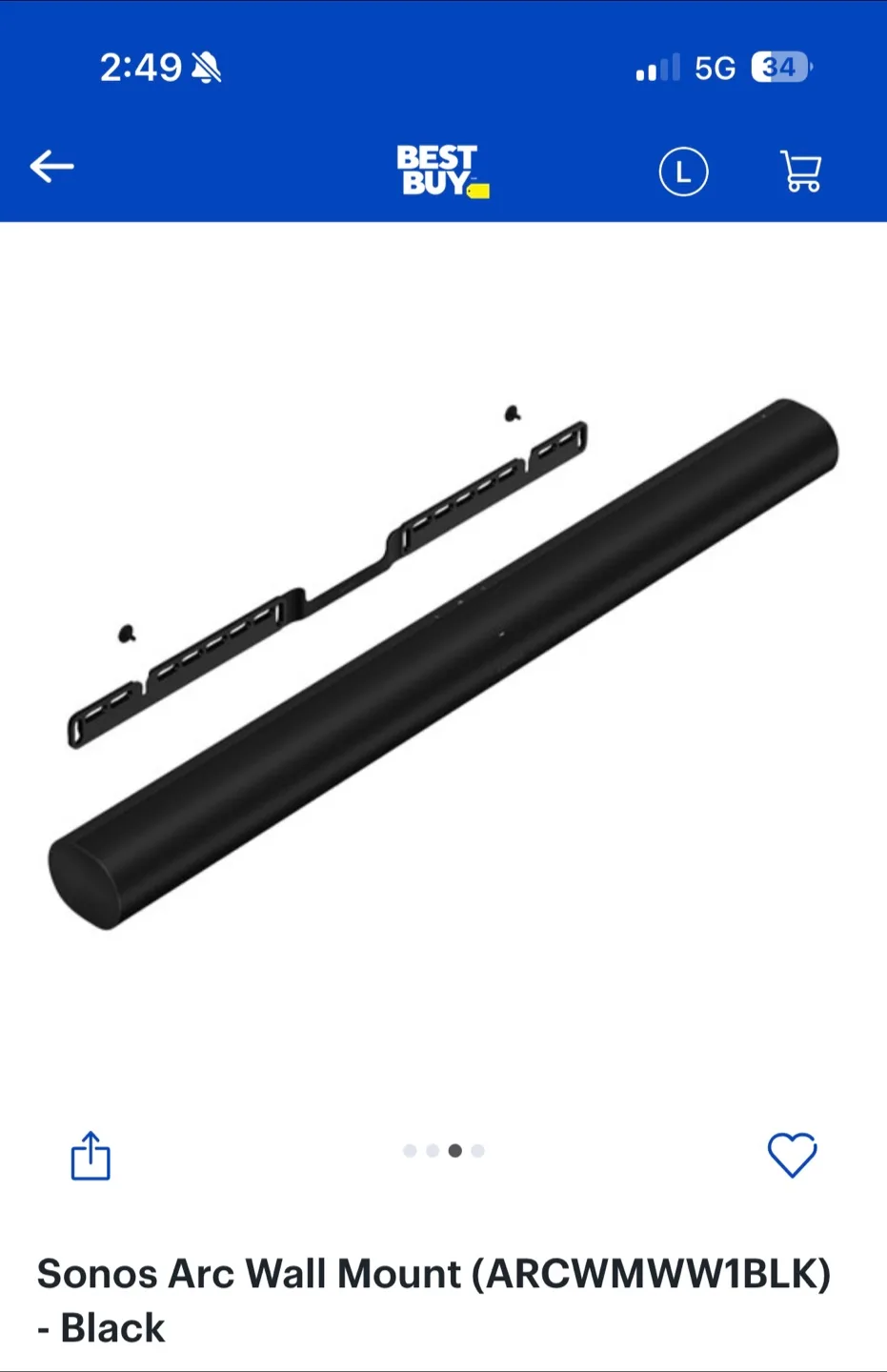 Sonos Arc Wall Mount - Black (ARCMWW1BLK) image indicator(3)