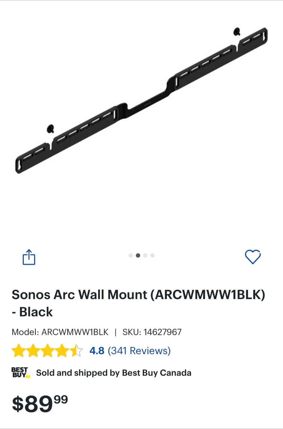 Sonos Arc Wall Mount - Black (ARCMWW1BLK) image indicator(4)
