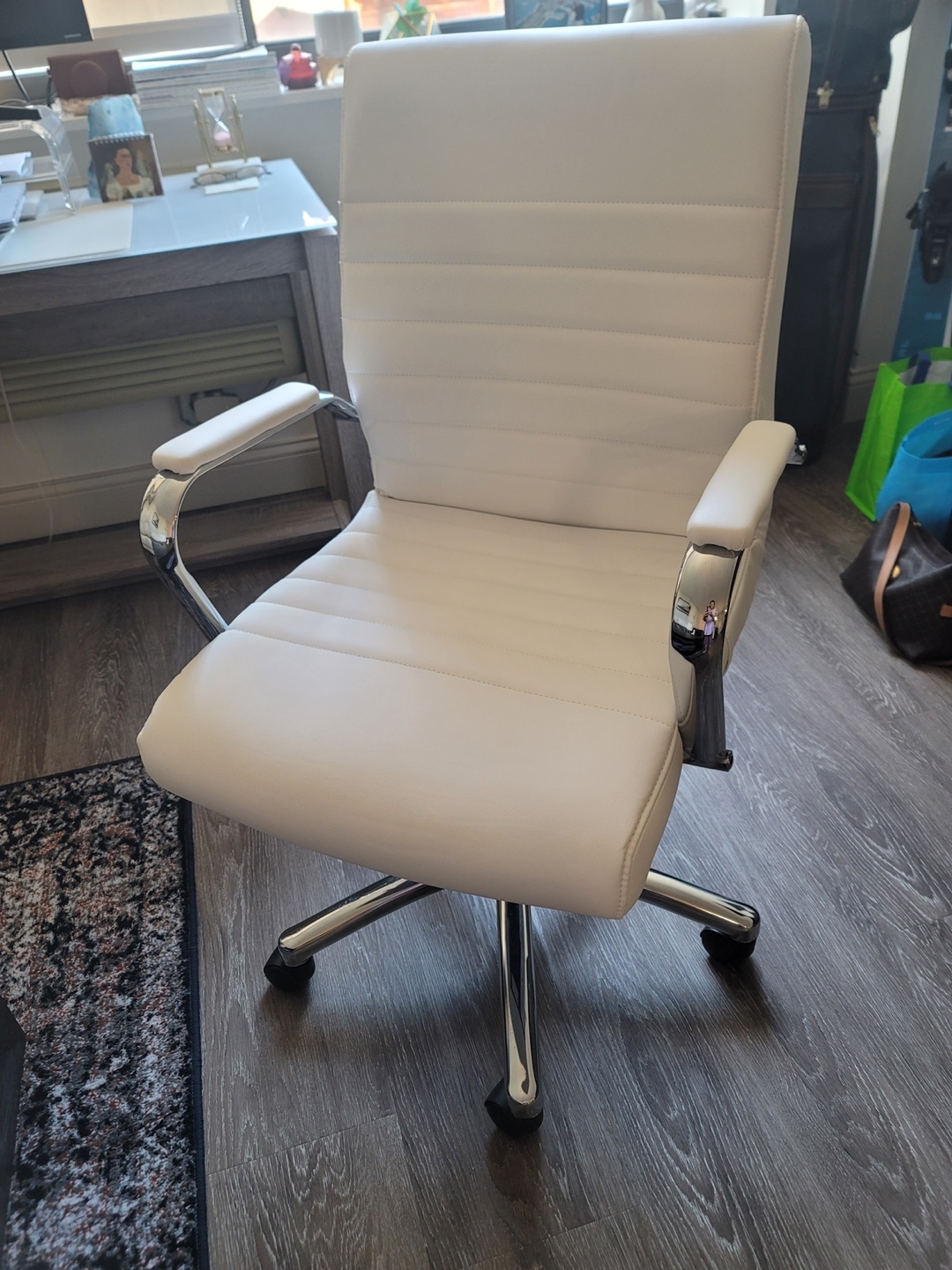 White Faux Leather Office Chair - photo 2