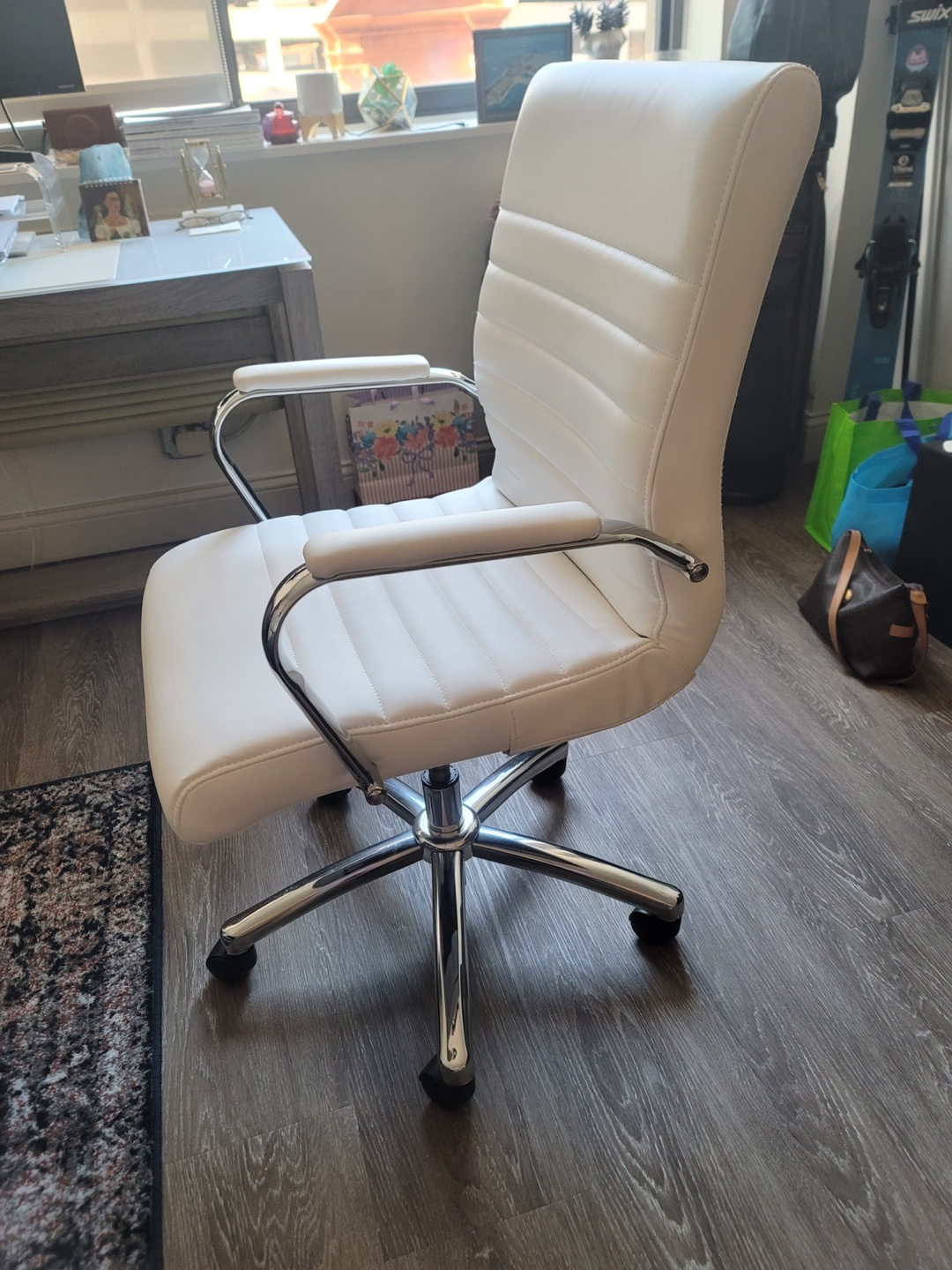 White Faux Leather Office Chair