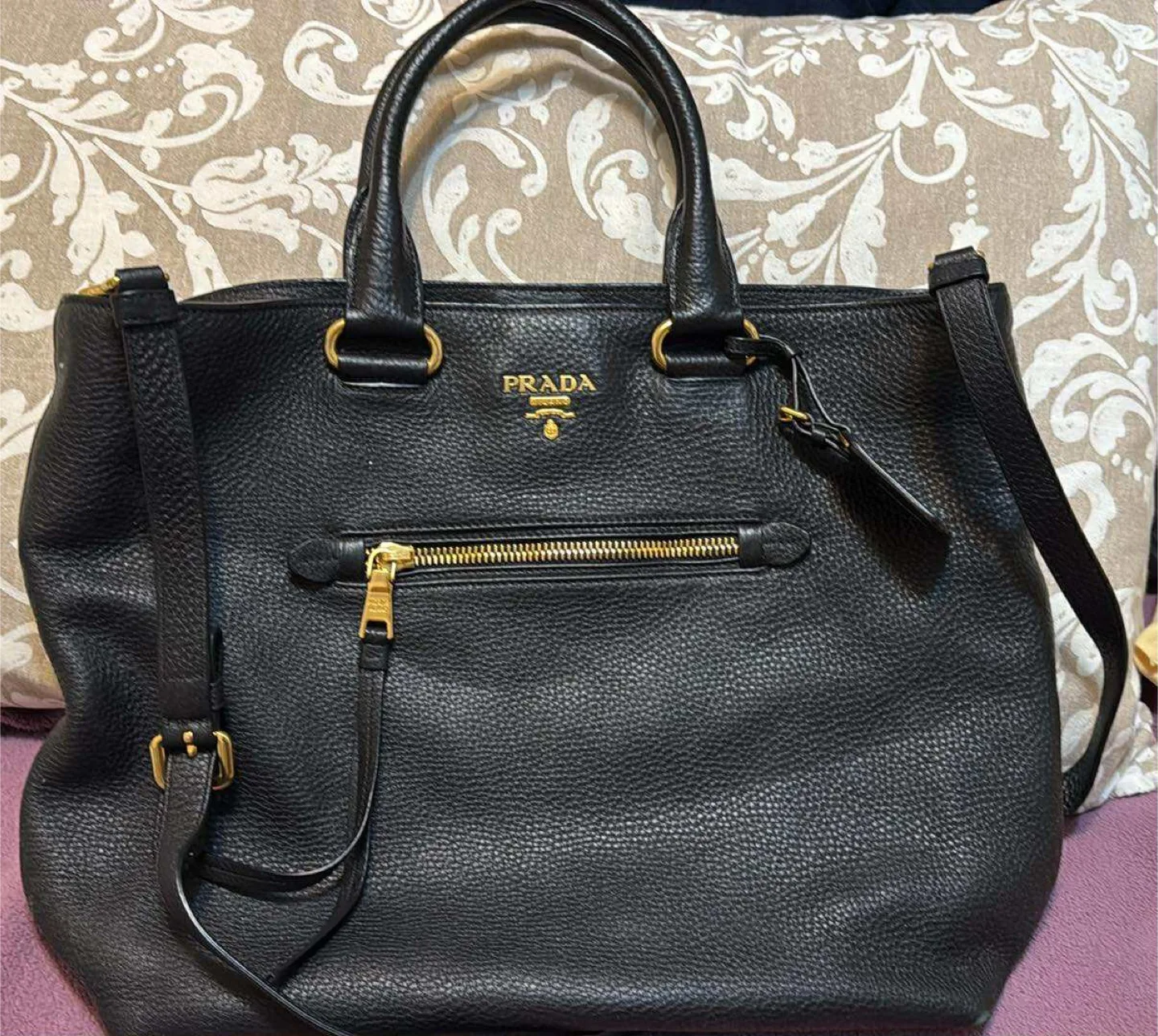 Prada Leather Tote Bag - Black thumbnail