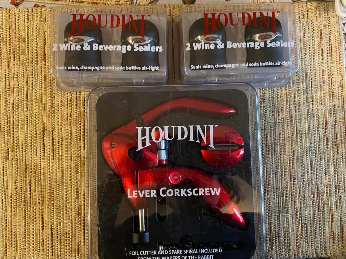 Houdini Wine & Beverage Sealers + Lever Corkscrew thumbnail