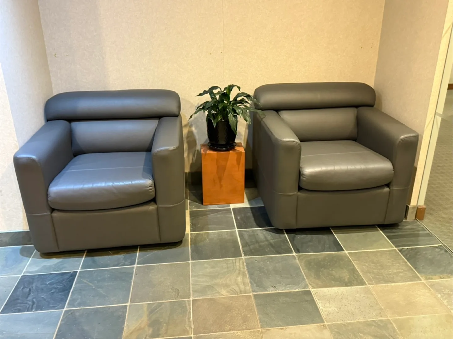 Grey Leather Armchair - Like New thumbnail