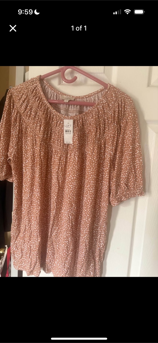New LOFT Brown Floral Blouse - Size L