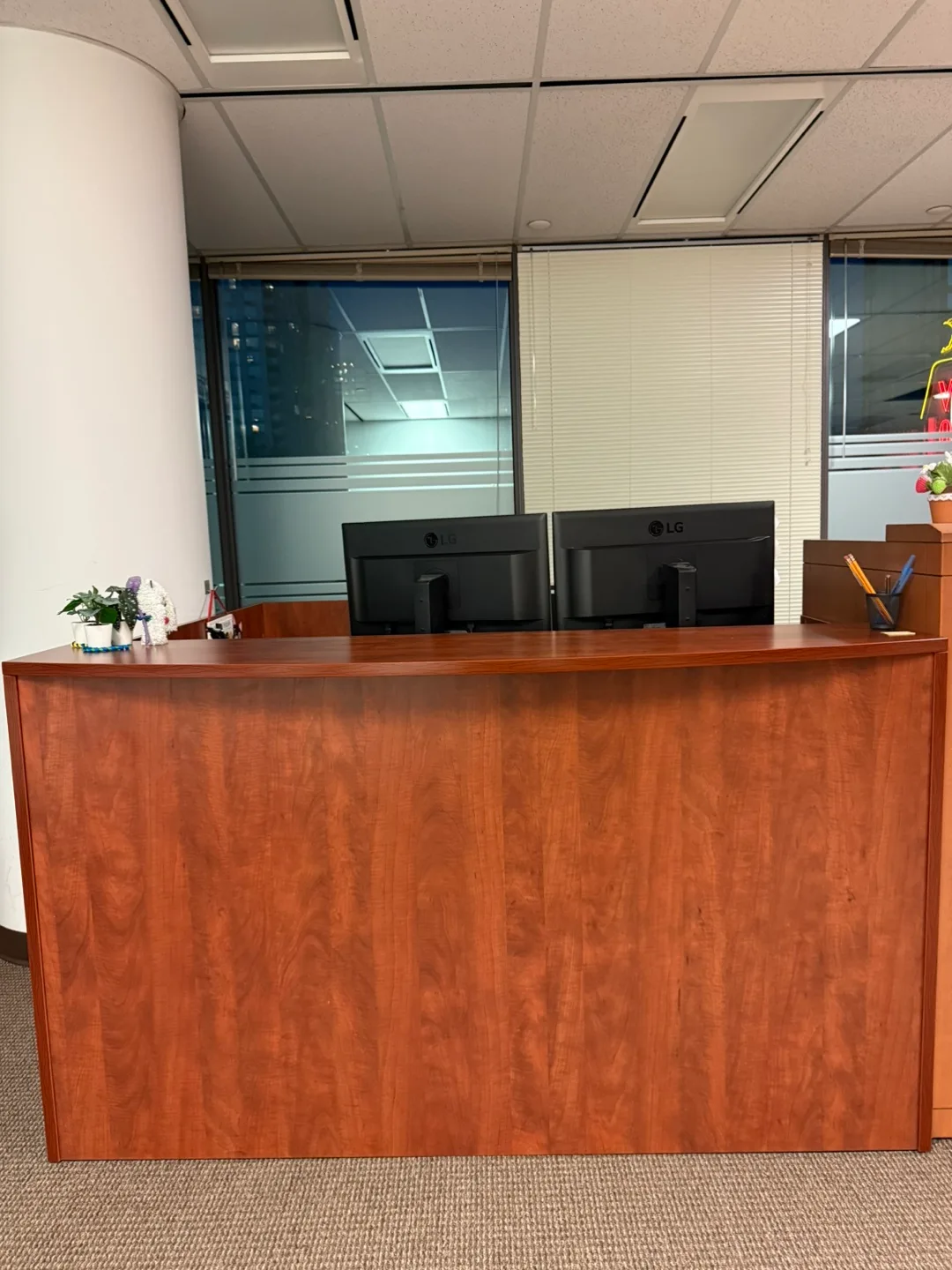 Office Reception Desk - Cherry Wood Finish thumbnail