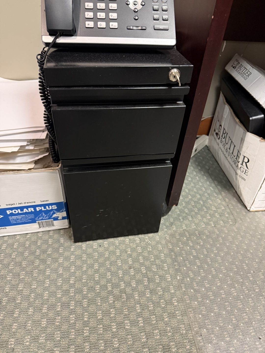 Black Metal Filing Cabinet with Key