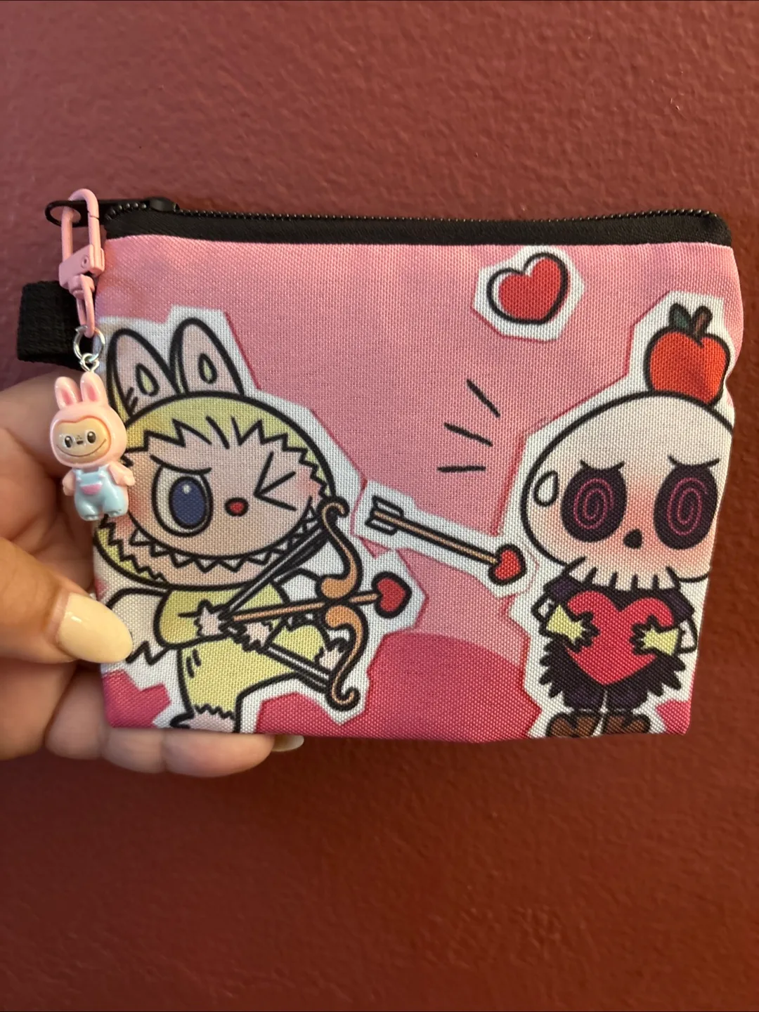 Pink LABUBU Cartoon Zipper Pouch with LABUBU  Keychain 🥕 thumbnail