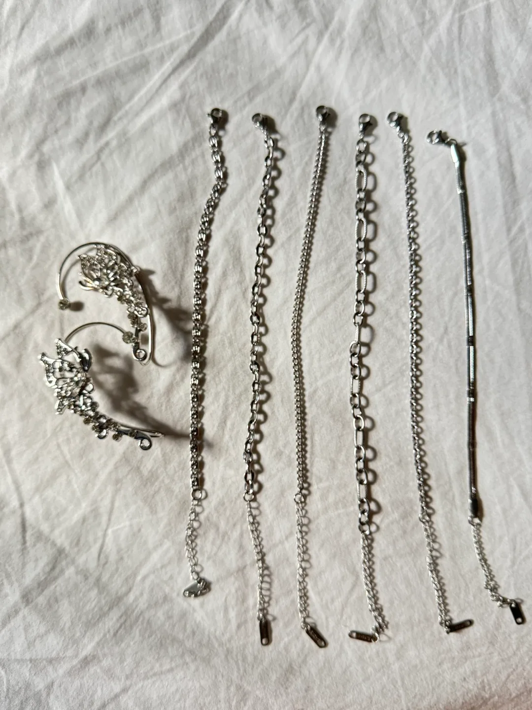 6 pcs Silver Tone Chain & Butterfly Ear Cuff Set thumbnail
