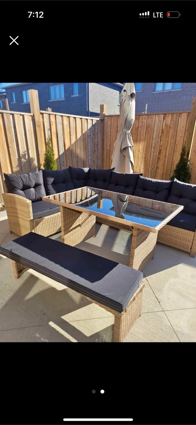 Outdoor Wicker Patio Set with Cushions thumbnail