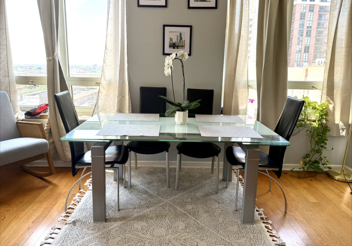 Glass Dining Table with Chairs - photo 2