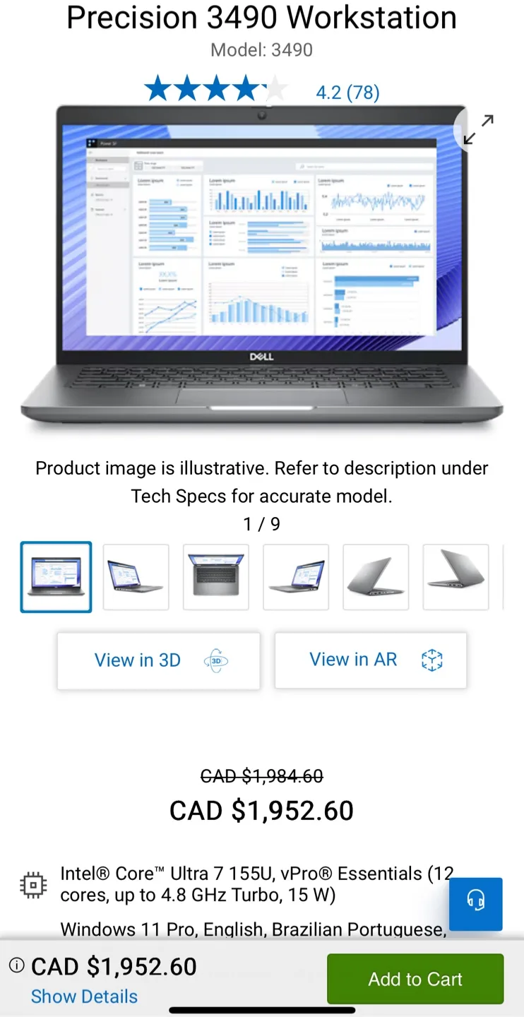 Precision 3490 Workstation Laptop Intel Ultra 7 thumbnail