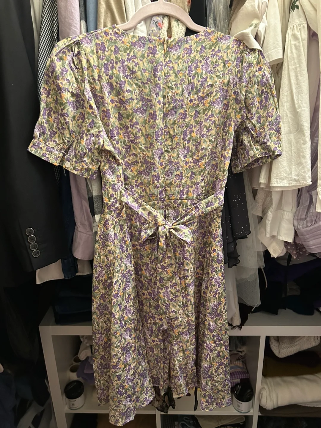 Floral Print Dress with Tie Waist image indicator(4)