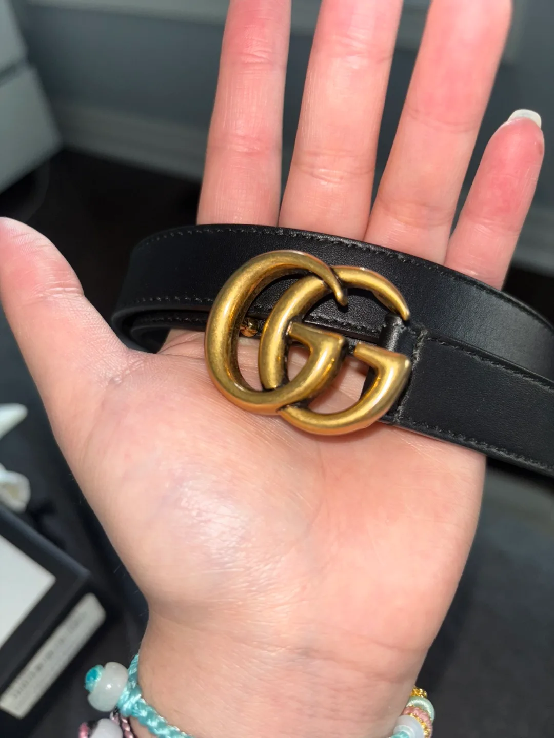 Gucci Leather Belt with Gold GG Buckle thumbnail