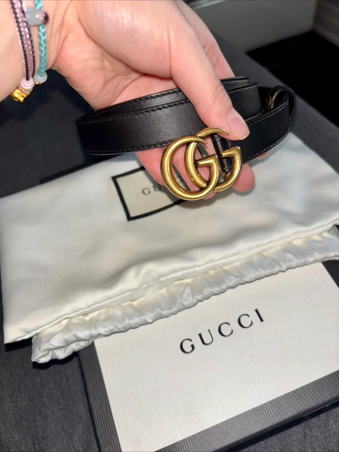 Gucci Leather Belt with Gold GG Buckle image indicator(2)