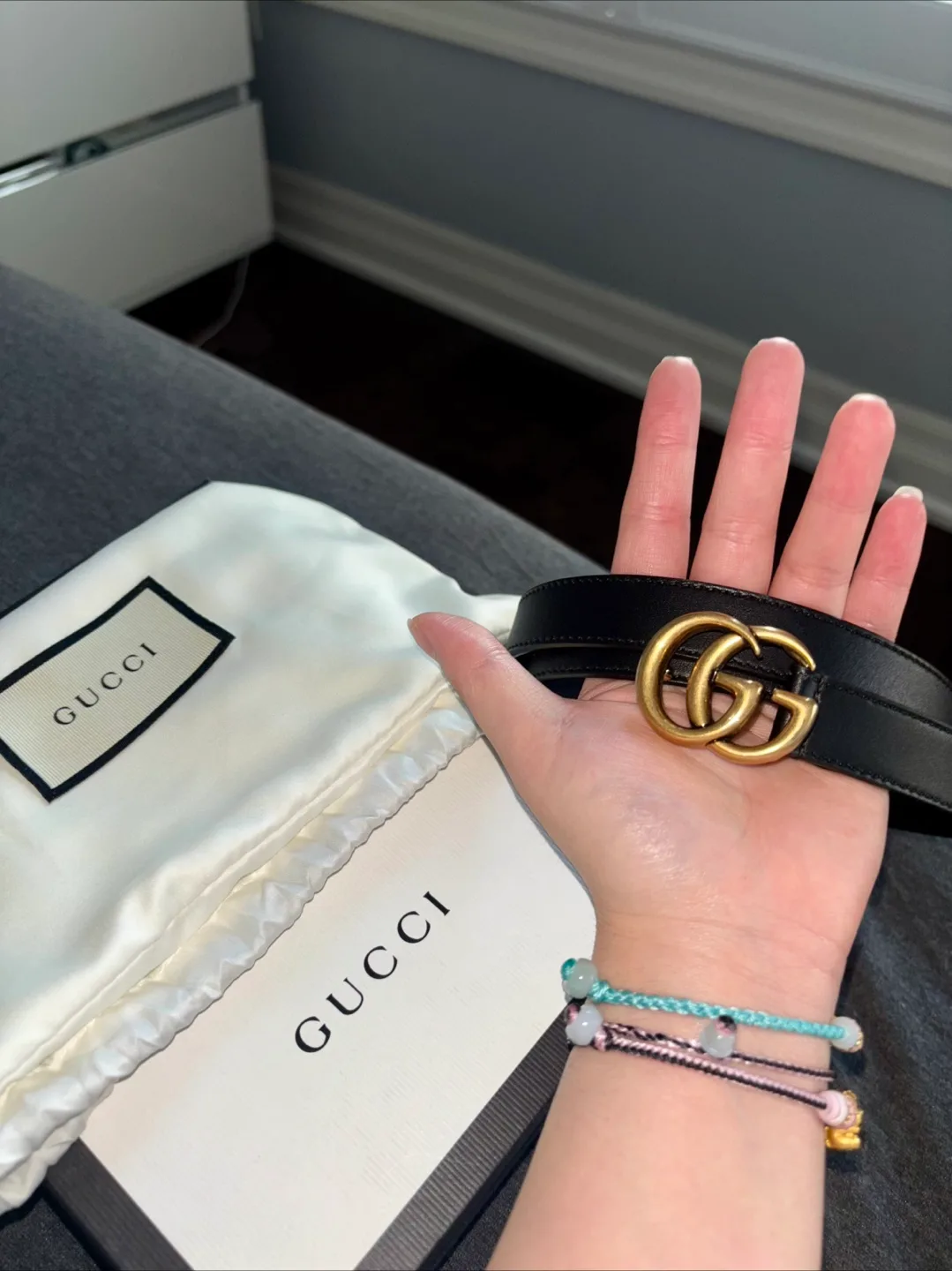 Gucci Leather Belt with Gold GG Buckle image indicator(3)