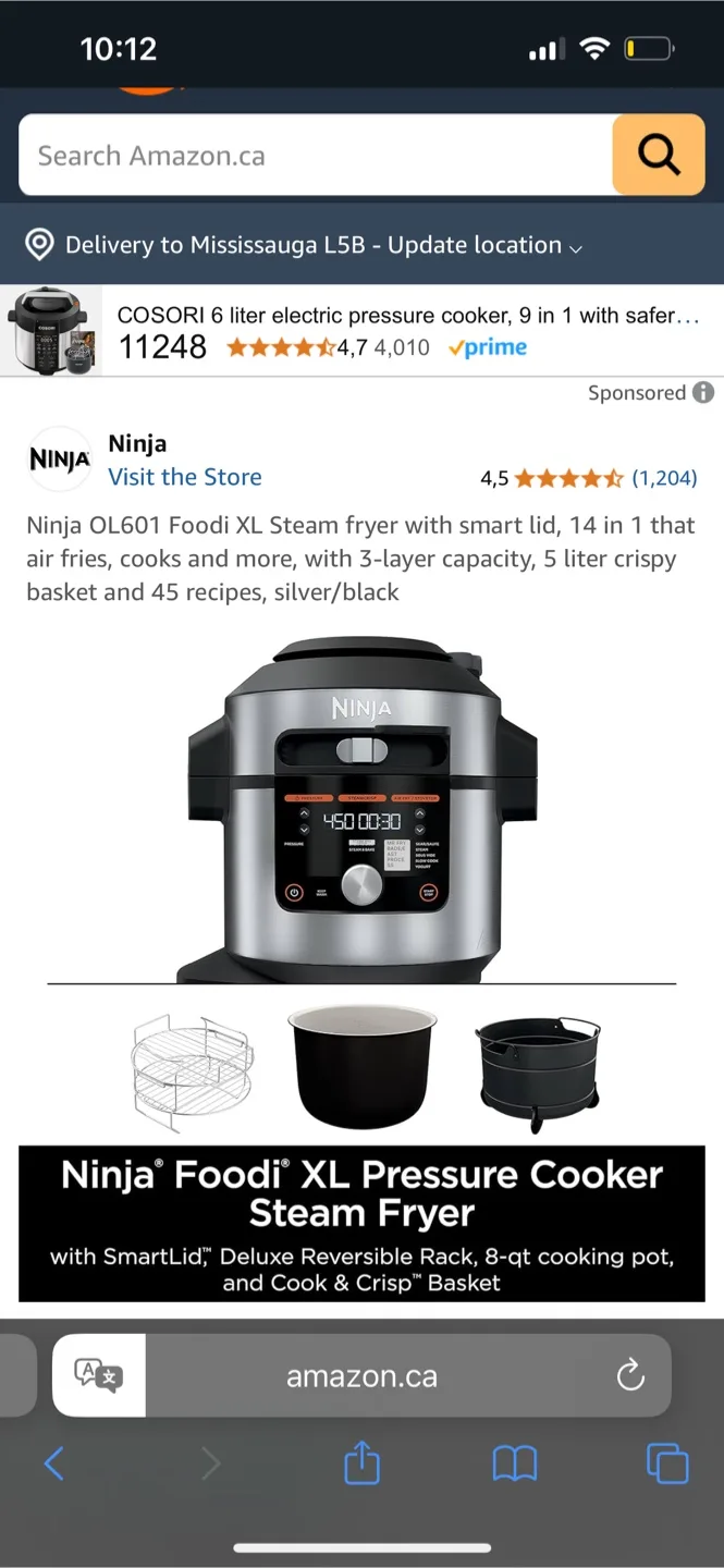 Ninja Foodi XL OL601 Steam Fryer thumbnail