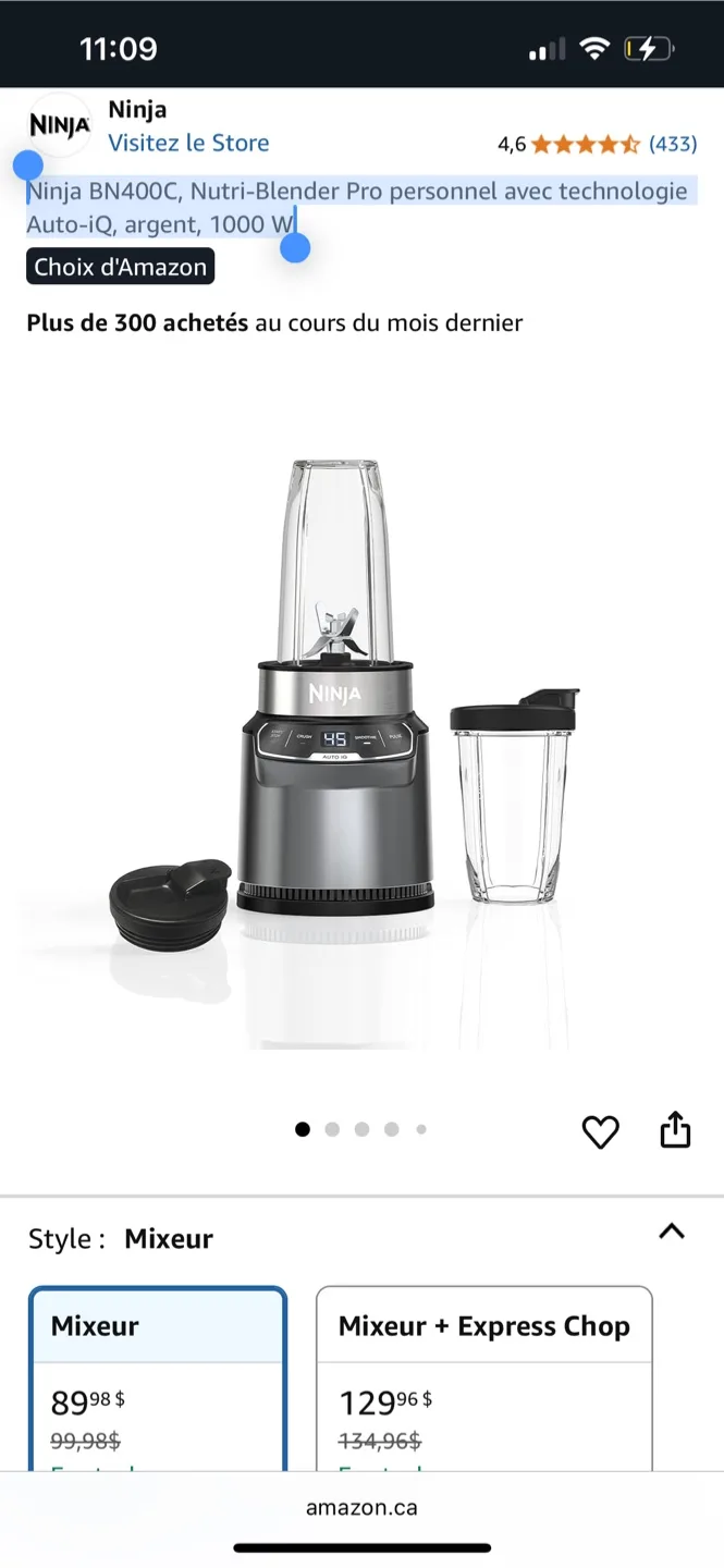 Ninja BN400C Nutri-Blender Pro - Like New! thumbnail