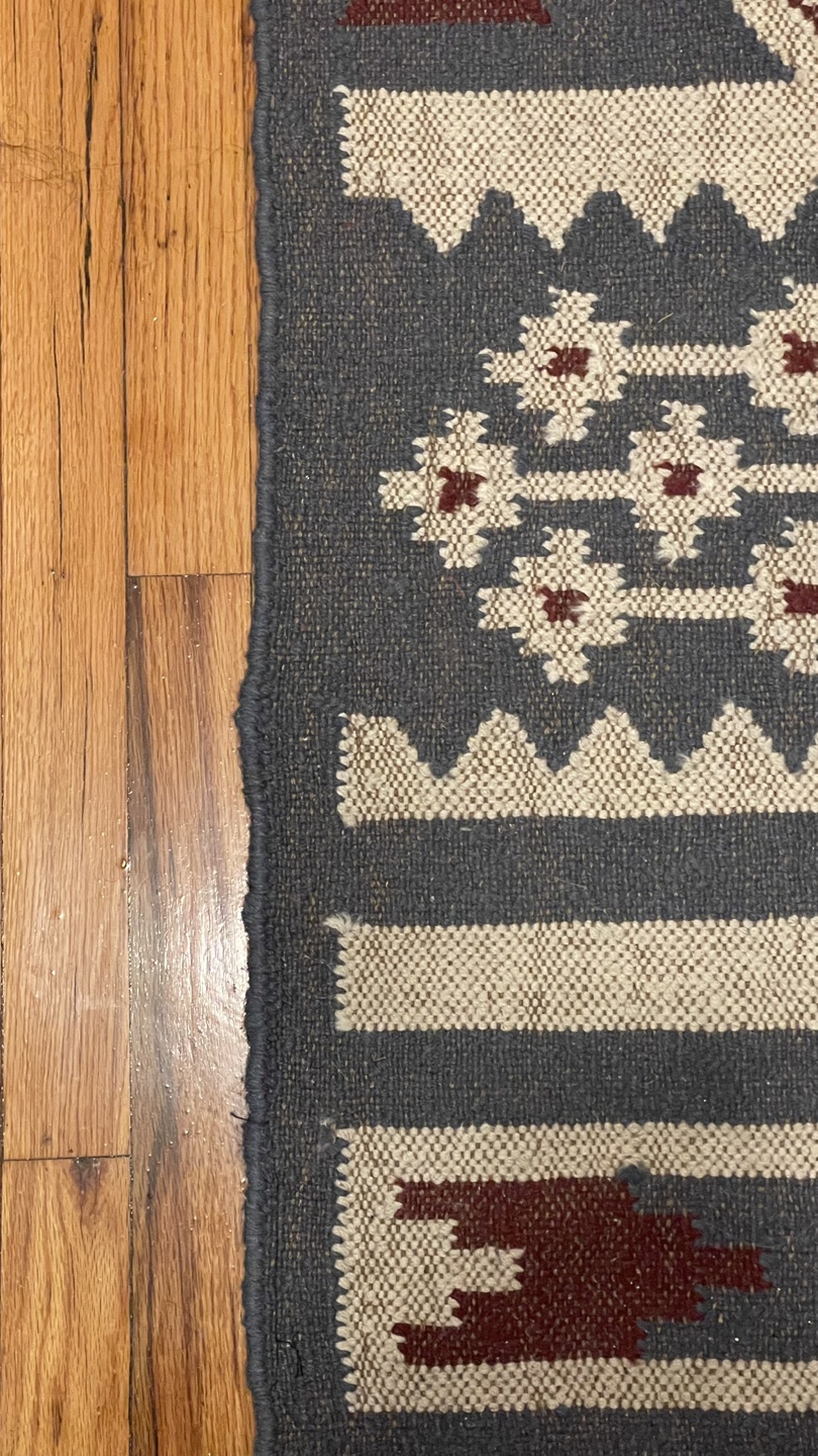 Handwoven Area Rug - Blue, Red, and White
