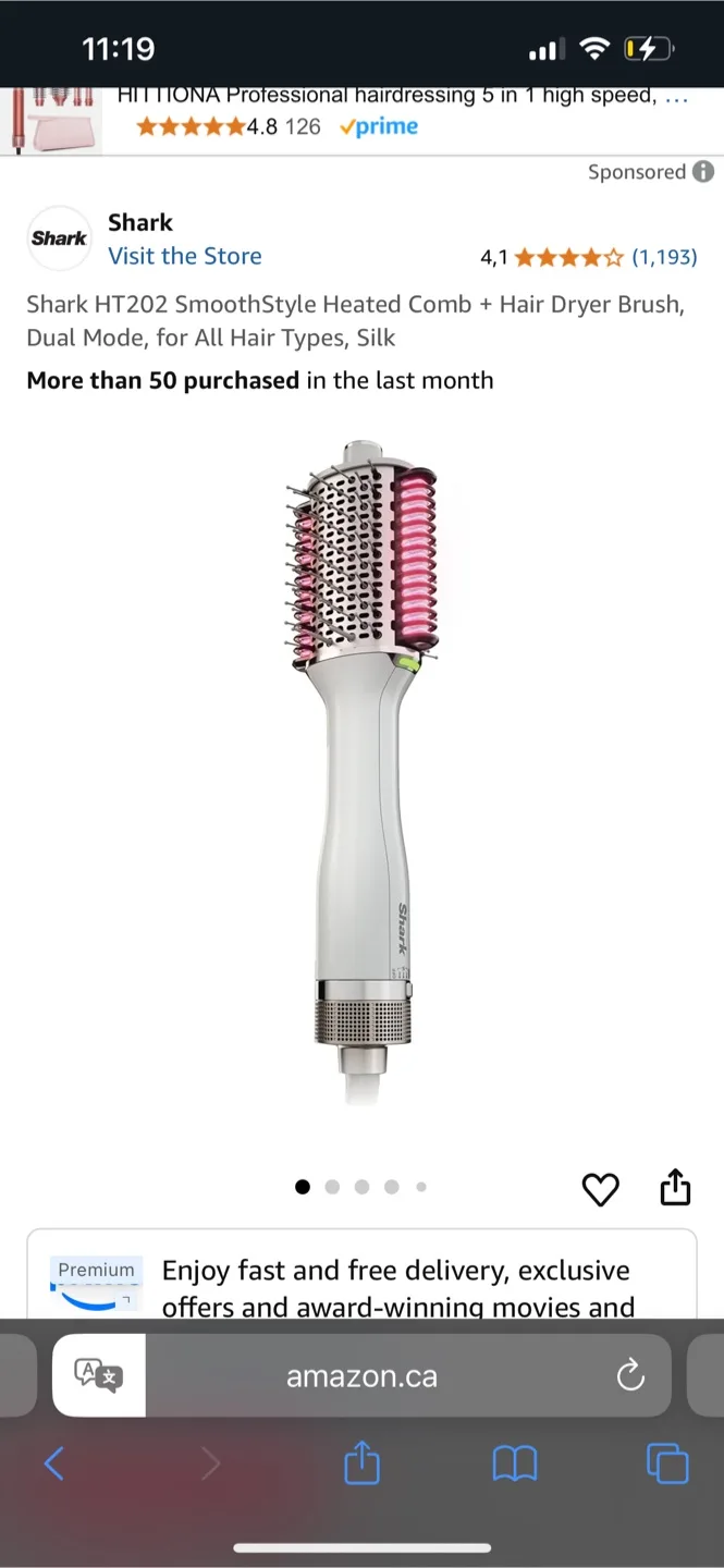 Shark HT202 SmoothStyle Heated Comb + Hair Dryer Brush thumbnail