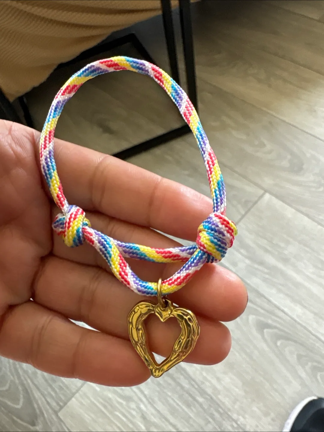 Rainbow Bracelet with Gold Heart Charm thumbnail