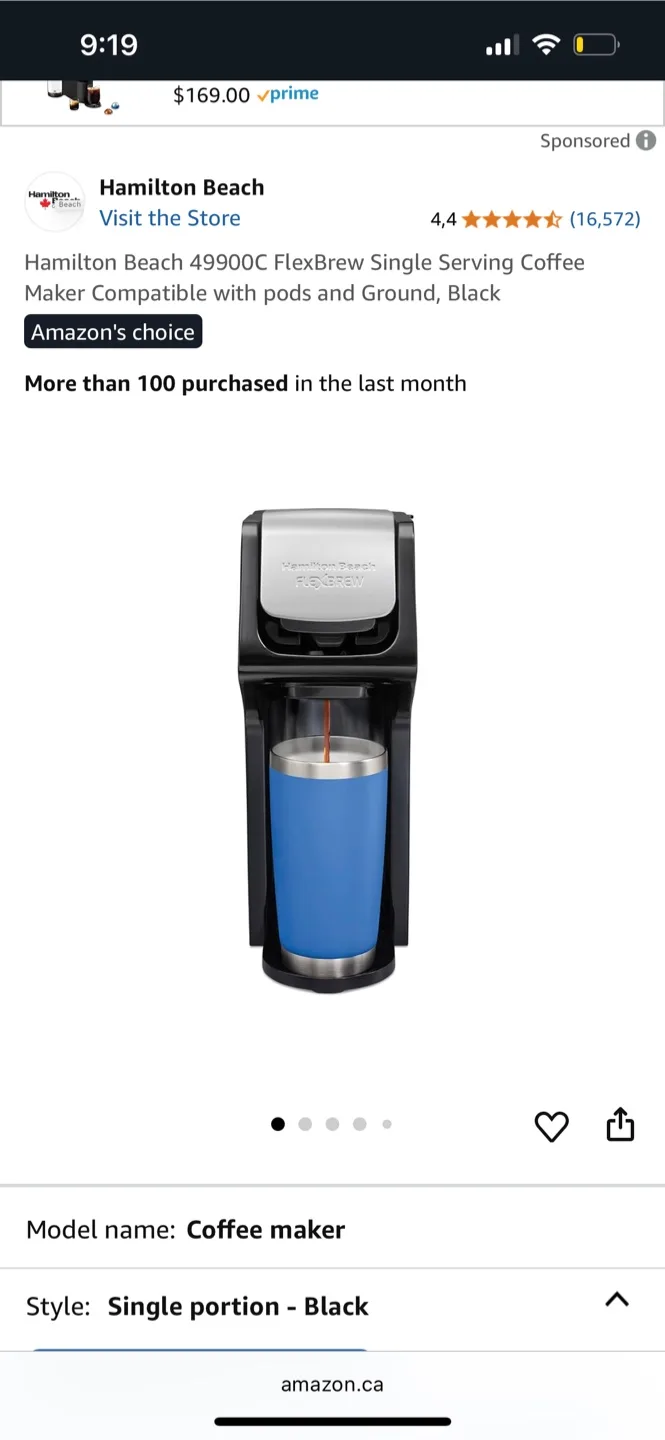 Hamilton Beach 49900C FlexBrew Single Serve Coffee Maker thumbnail