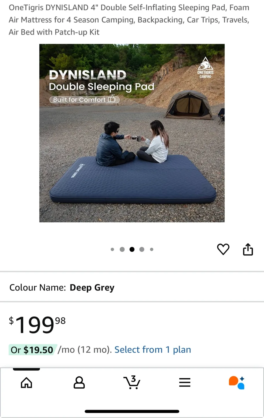 4" Camping Air Mattress,Double Self-Inflating Sleeping Pad for 4 thumbnail