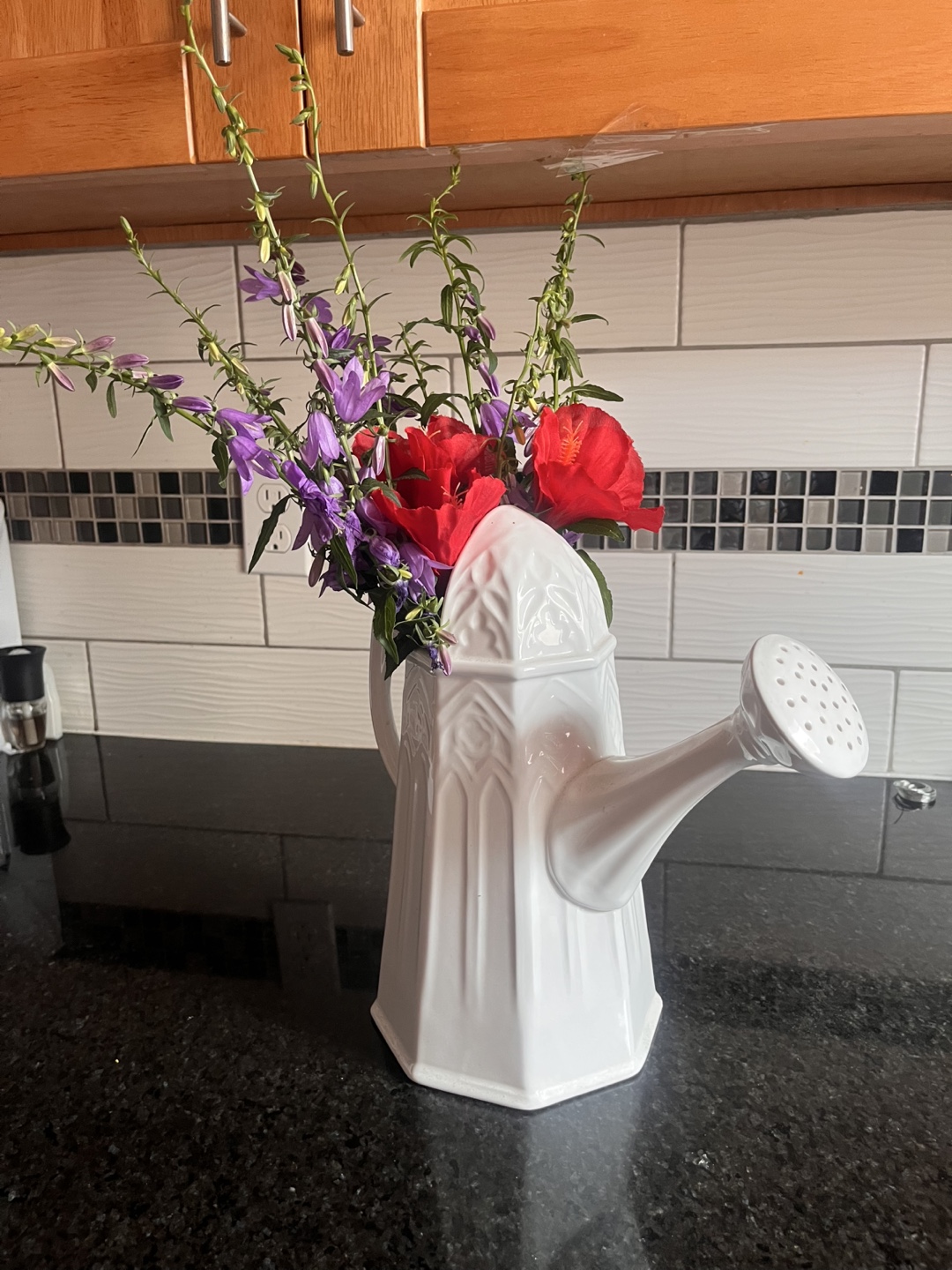 White Ceramic Watering Can Vase