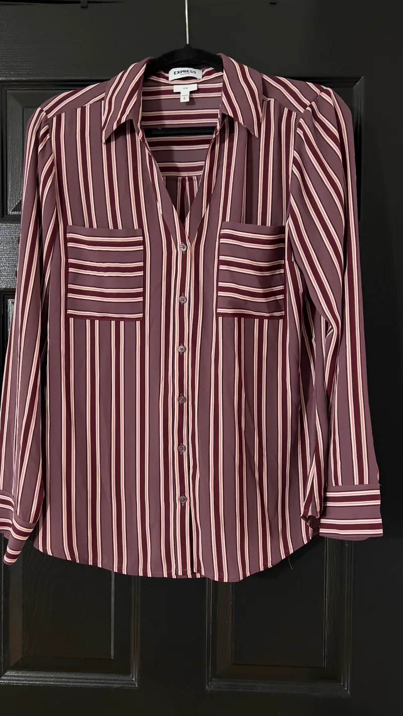 Express Portofino Slim Striped Blouse - Size L thumbnail
