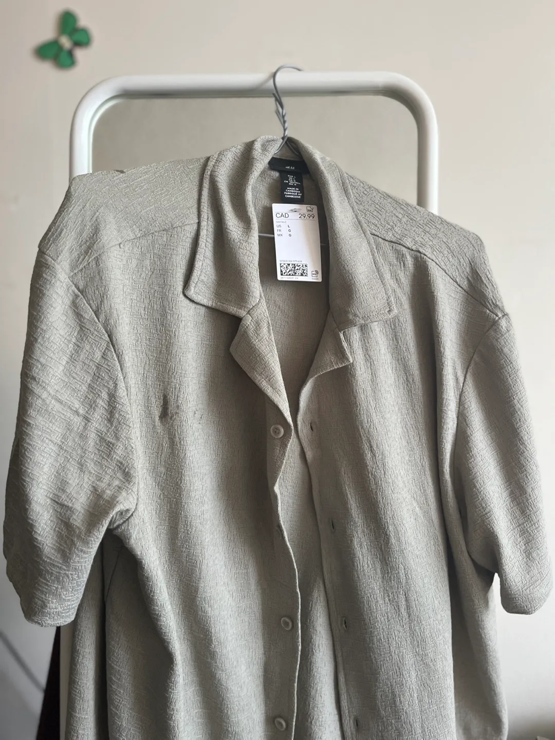 H&M Beige Linen Blend Shirt - Size L -never used with price tag thumbnail