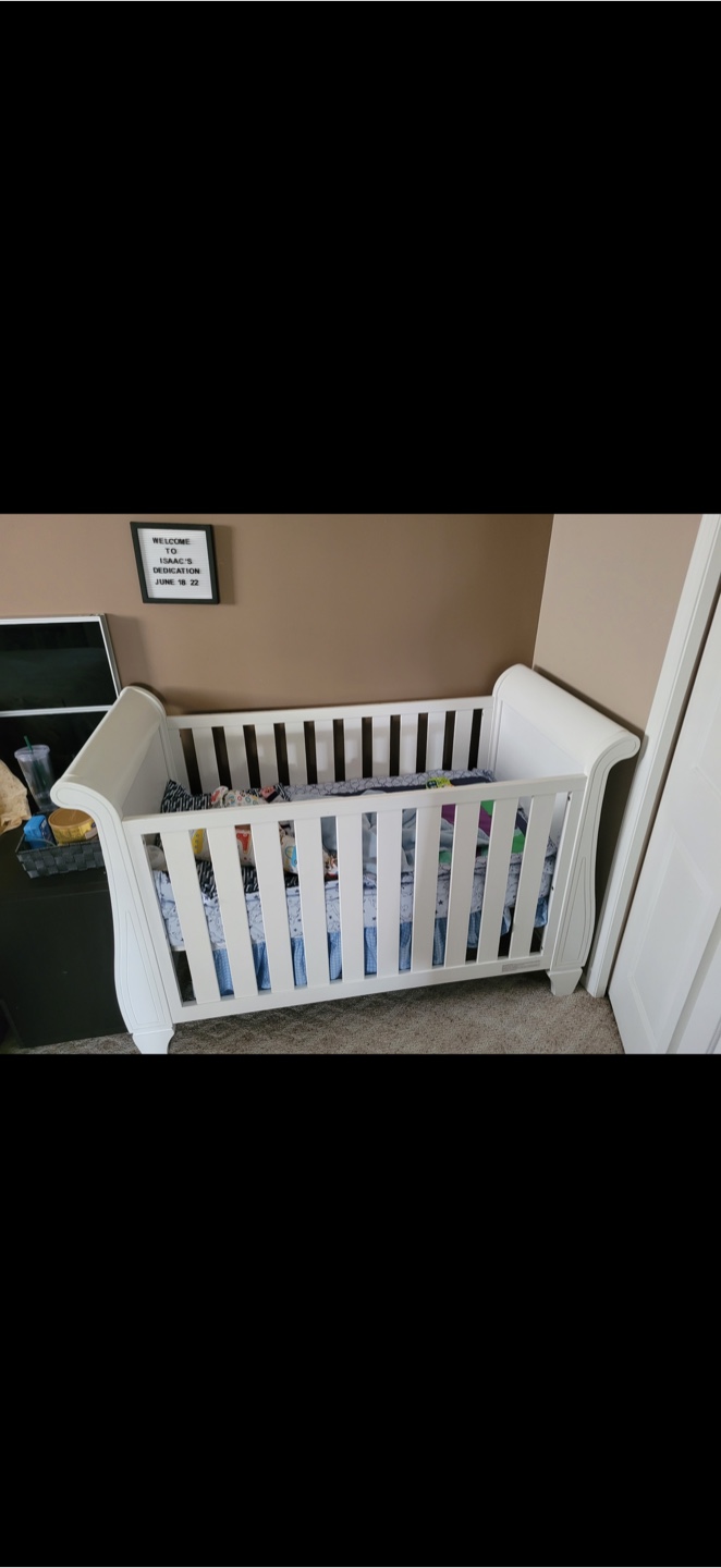 White Sleigh Style Baby Crib - photo 3