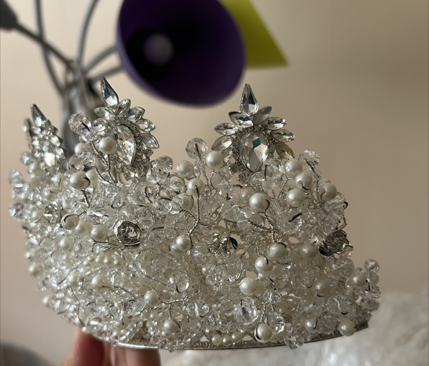 Crystal and Pearl Crown - Bridal or Costume - photo 3