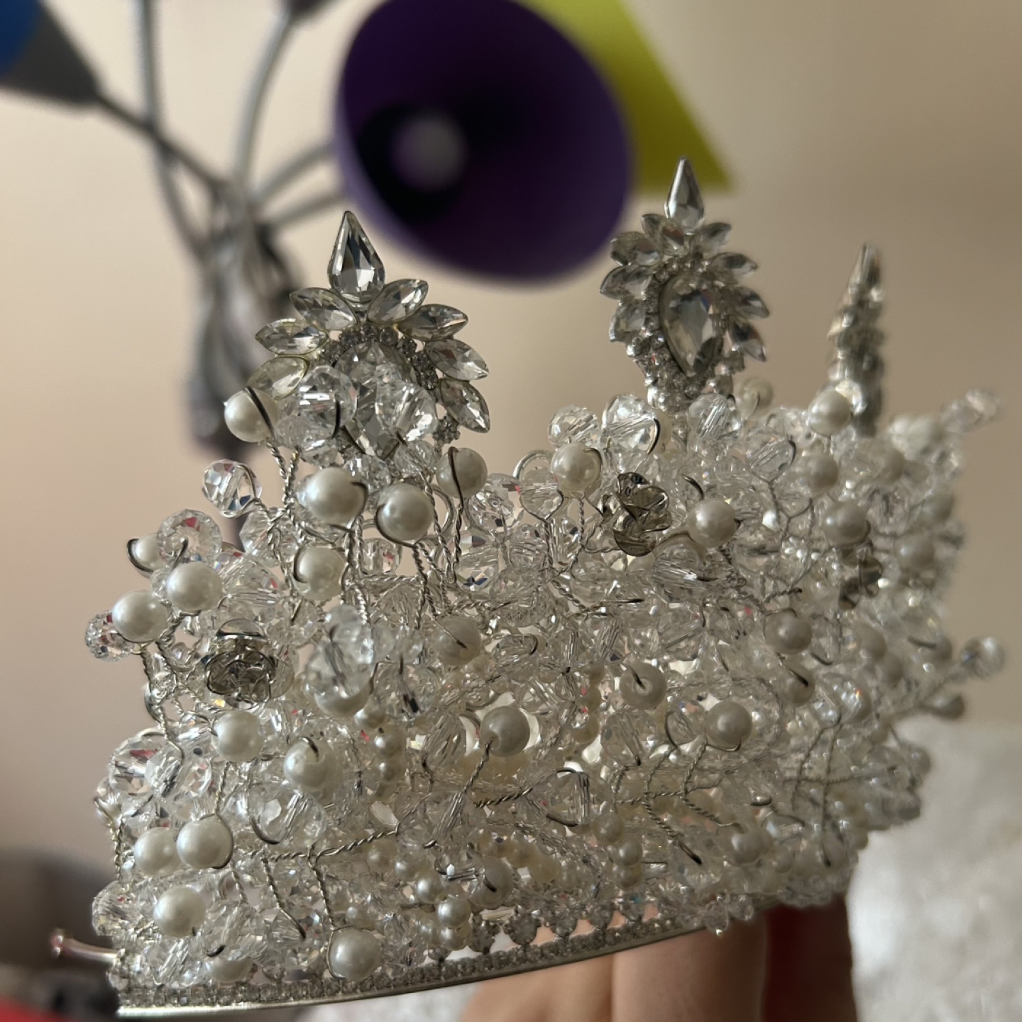 Crystal and Pearl Crown - Bridal or Costume - photo 2
