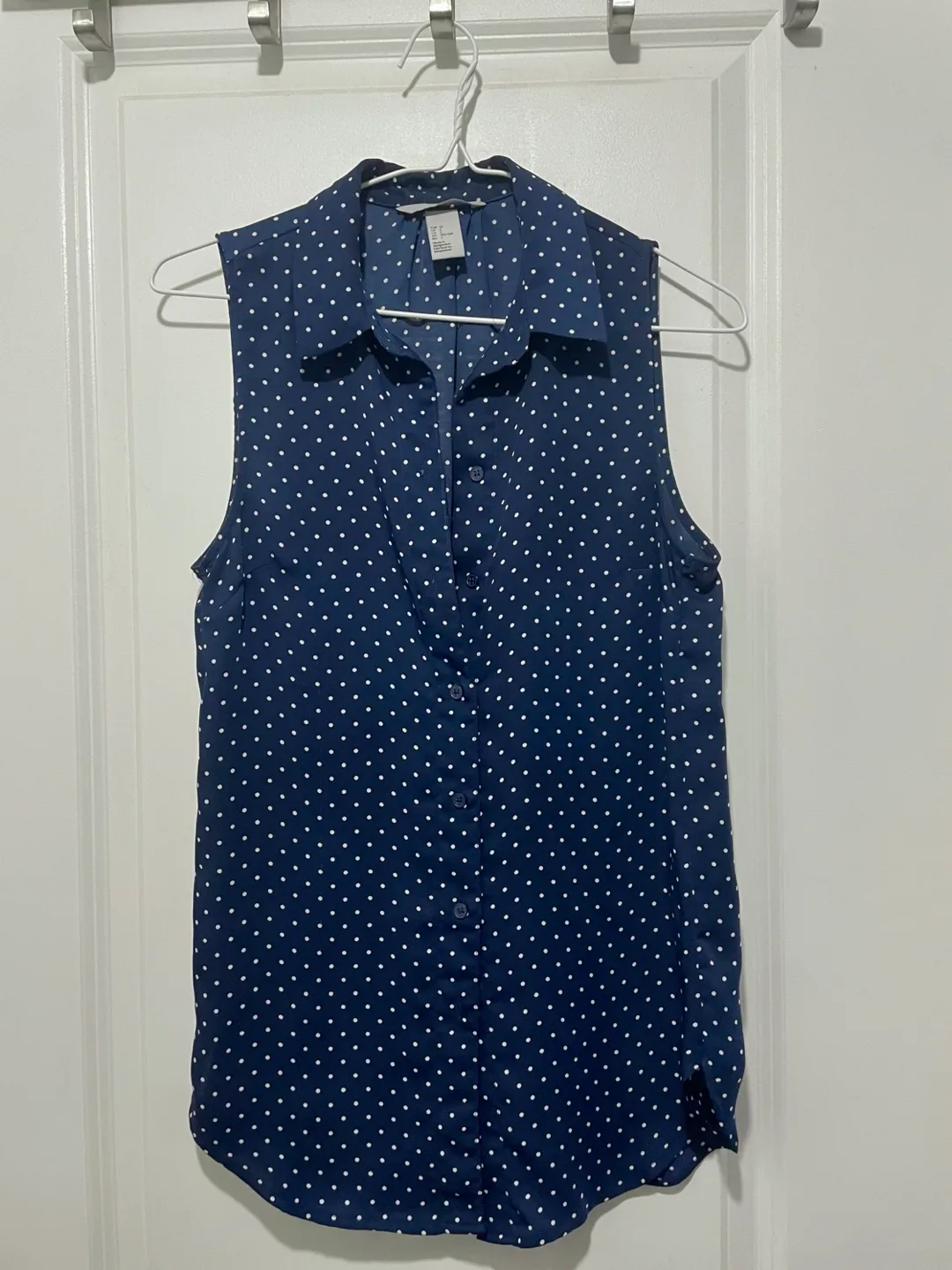 H&M Navy Spotted Blouse (Size 2) thumbnail
